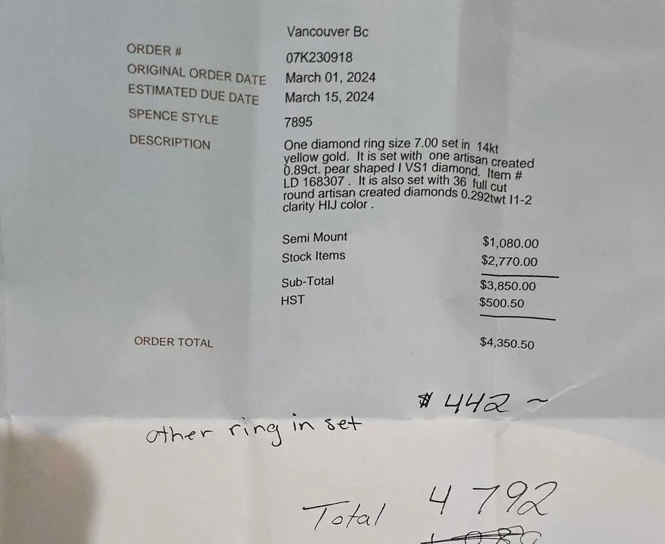 14k Yellow Gold Pear Shaped Engagement Ring and Wedding Band Siz image indicator(9)