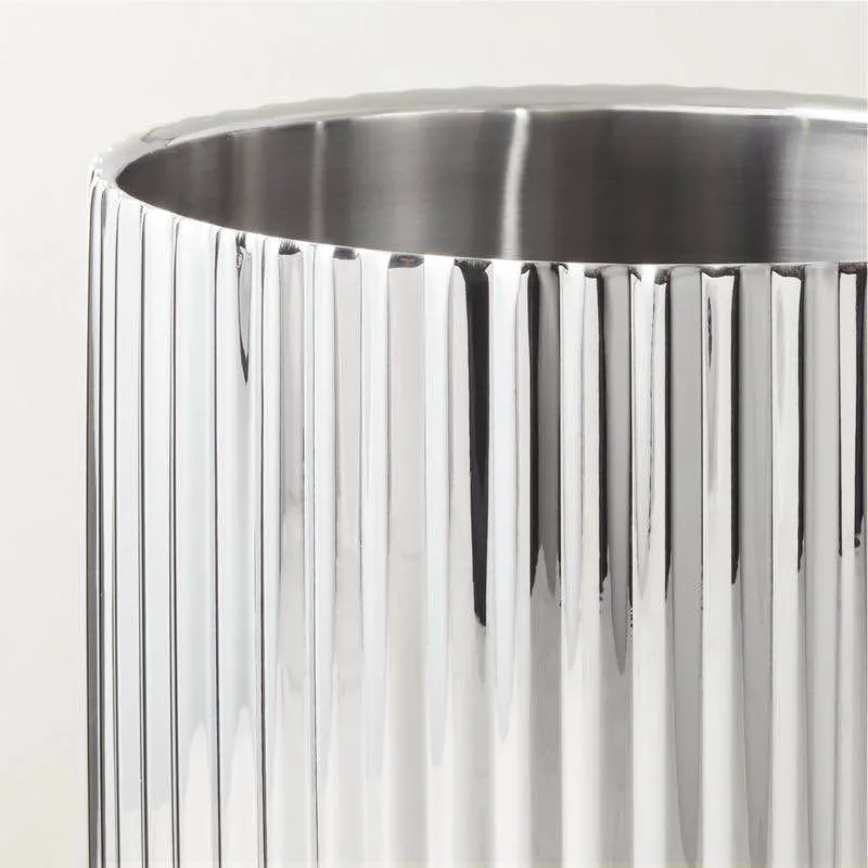 CB2 Danilo Pleated Stainless Steel Wastebasket – New with Tag image indicator(3)