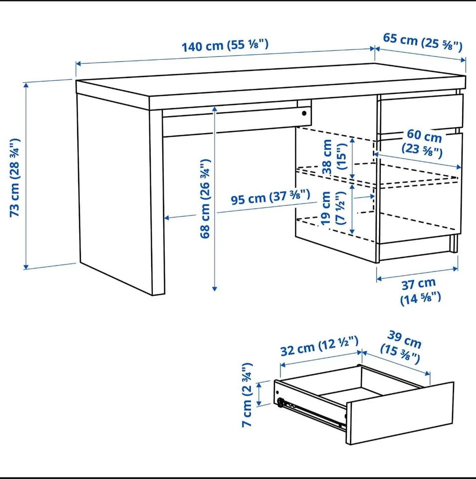 Ikea Study table with free chair + monitor mount image indicator(4)