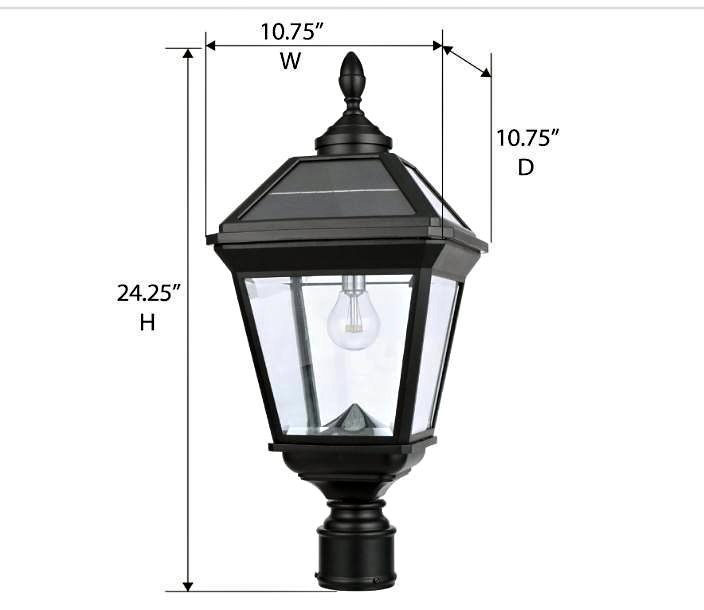 Gama Sonic Solar Lamp Post Light – Black Aluminum, 2700K (NEW!)
