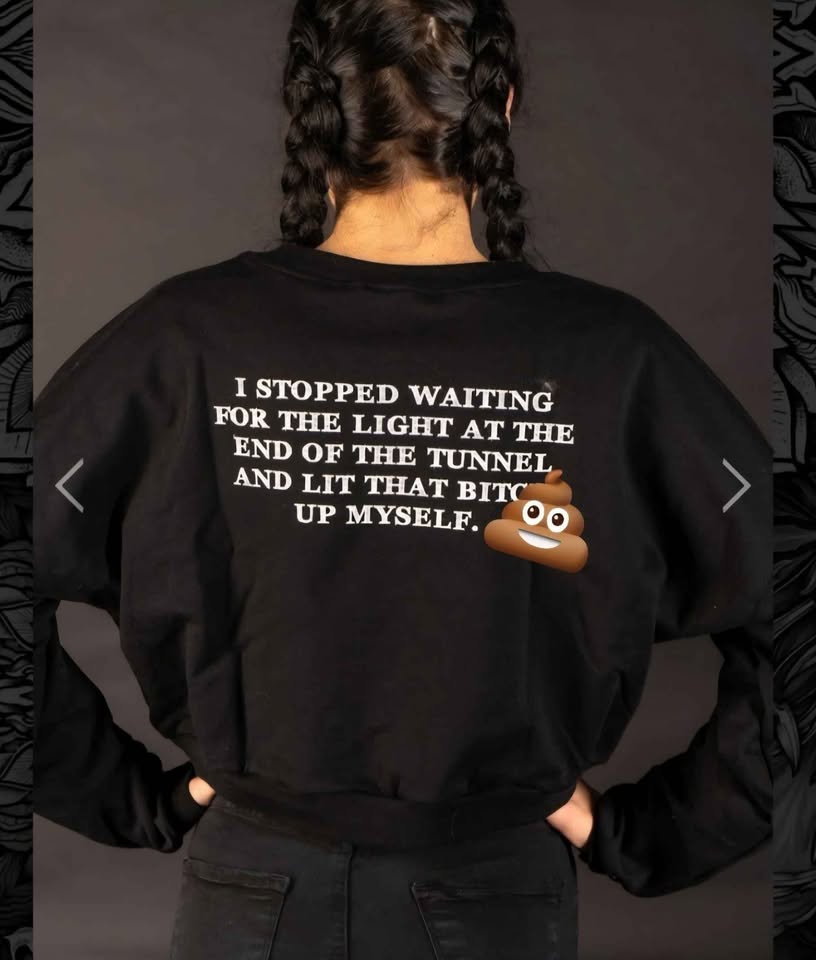 Funny sassy Lit That B* Up black cropped womens sweatshirt