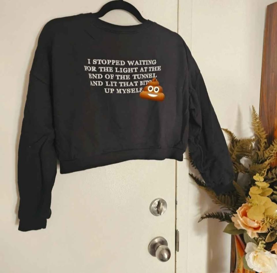 Funny sassy Lit That B* Up black cropped womens sweatshirt - photo 3