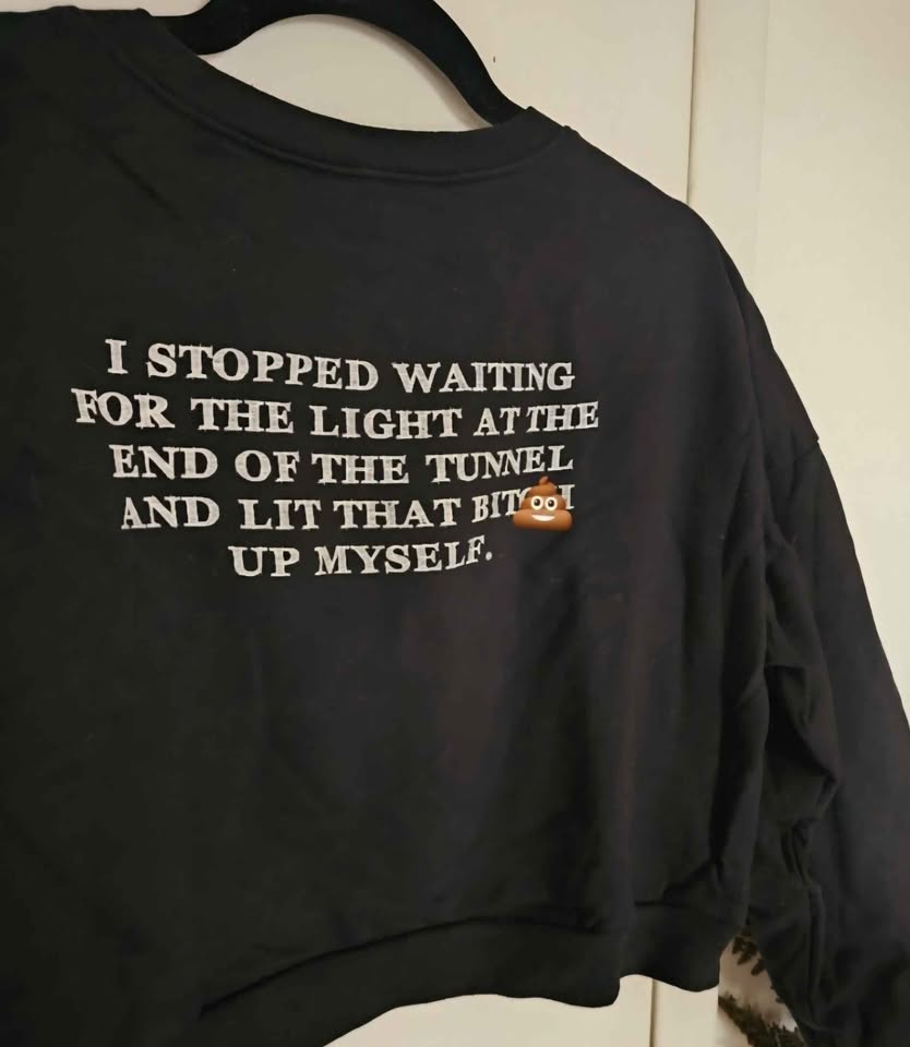 Funny sassy Lit That B* Up black cropped womens sweatshirt - photo 4