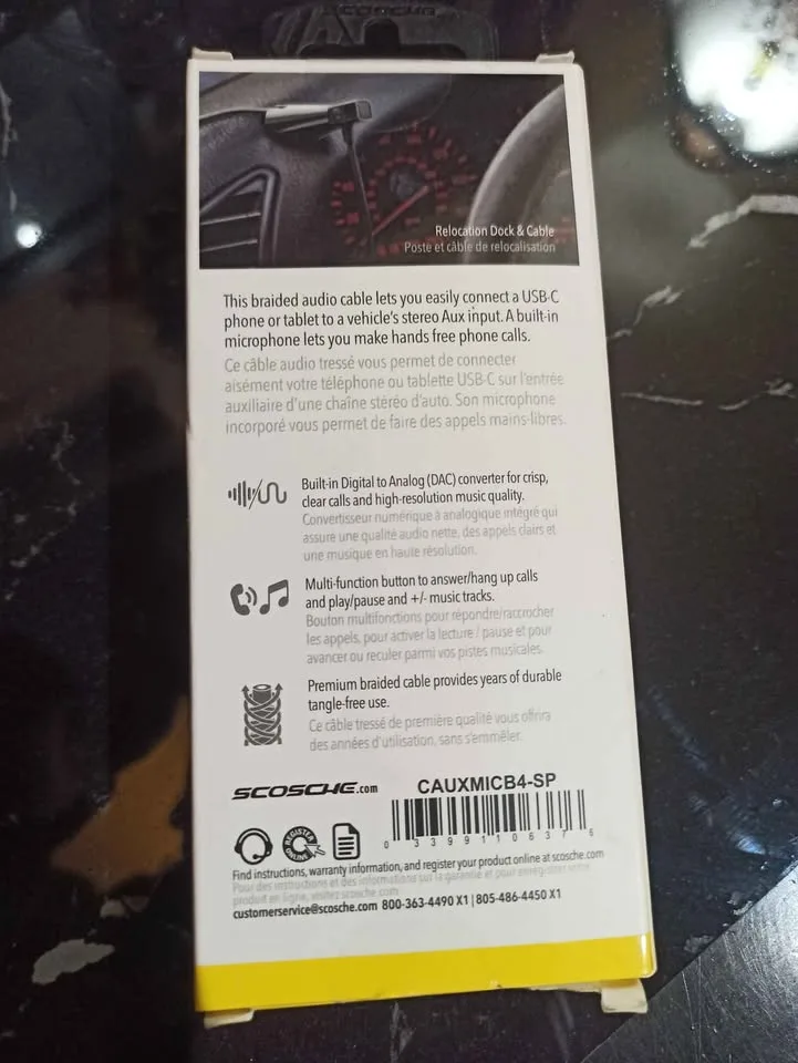 New Scosche USB-C to 3.5mm Braided Audio Cable with Mic image indicator(2)