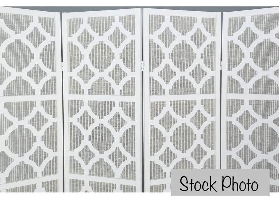 Folding Room Divider / Photo Backdrop - White & Beige Quatrefoil image indicator(2)