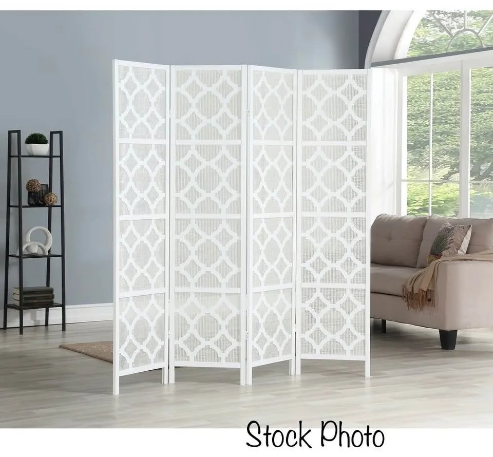 Folding Room Divider / Photo Backdrop - White & Beige Quatrefoil image indicator(3)