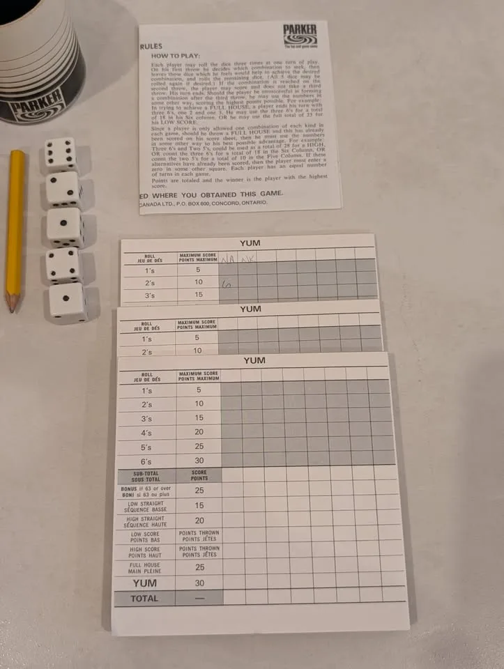 Vintage Parker Brothers YUM Dice Game image indicator(7)