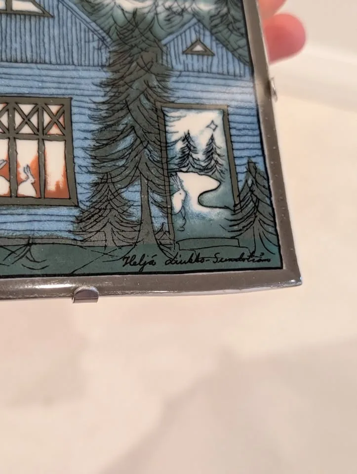 Vintage Arabia Finland "Blue House of Happiness" Tile image indicator(2)