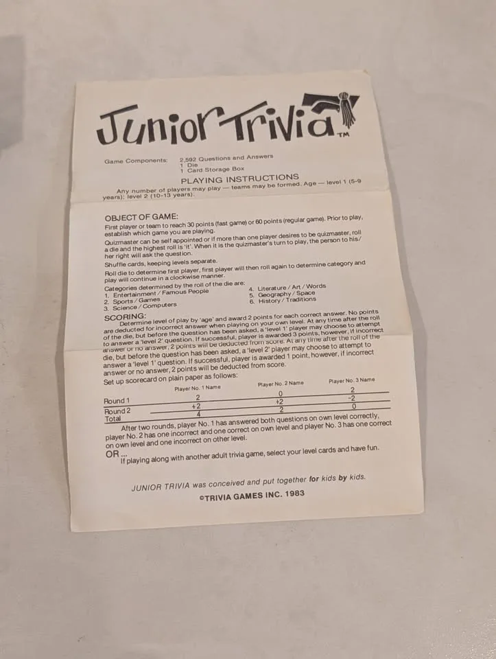 Vintage 1983 Junior Trivia Card Game image indicator(8)