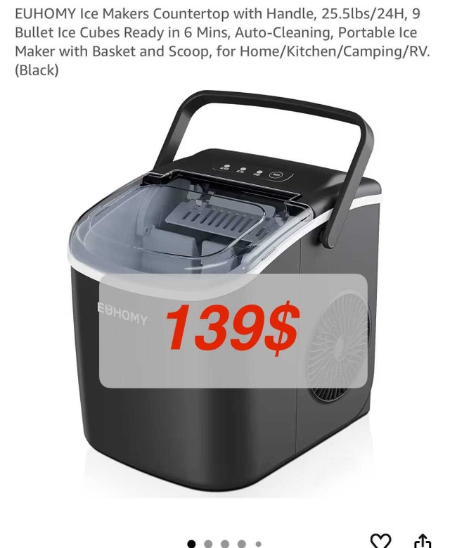 EUHOMY Countertop Ice Maker – Fast 25.5lb