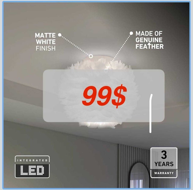 Artika Plume 12W Modern Large Ceiling Light