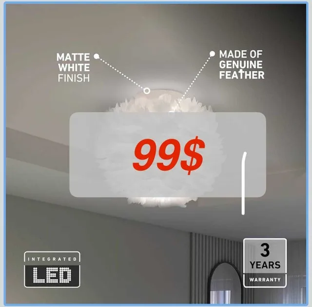 Artika Plume 12W Modern Large Ceiling Light