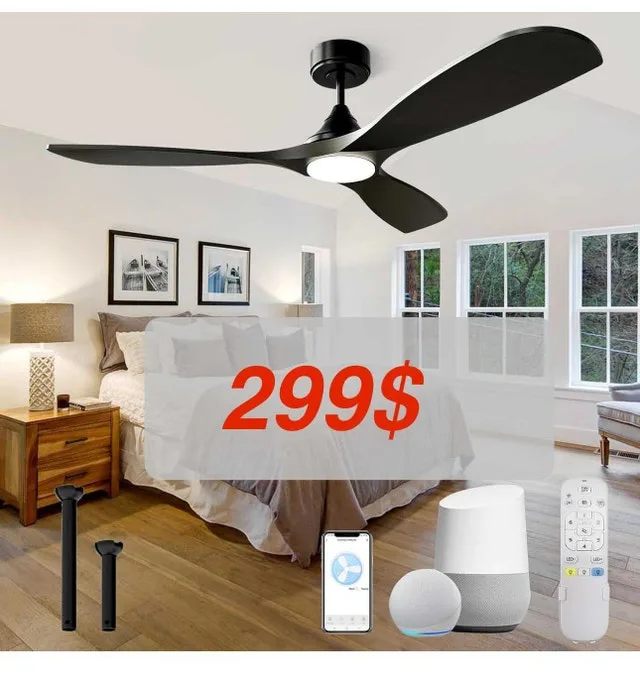 NOPAARD 52" Smart Ceiling Fan – LED Light, Voice Contr
