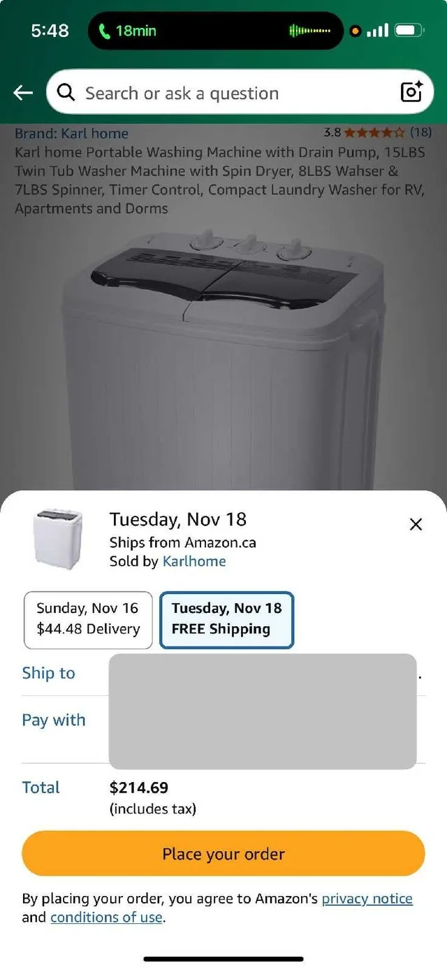 Karl Home Portable Twin-Tub Washing Machine – 15 lbs image indicator(2)