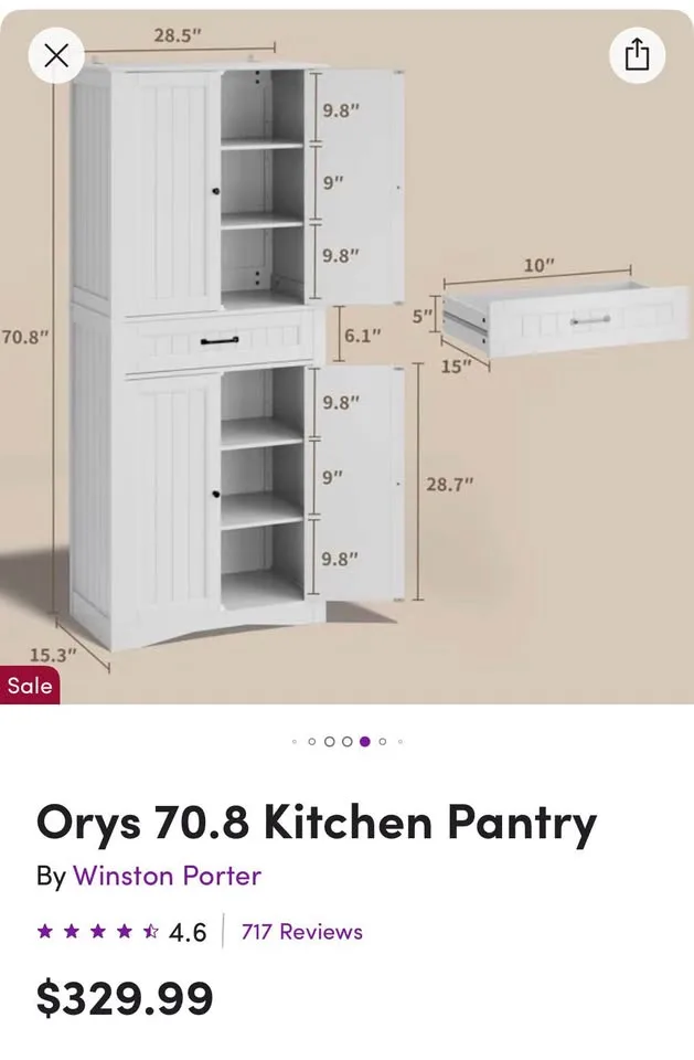 Kitchen Pantry Cabinet (Wayfair Orys 70.8") image indicator(5)