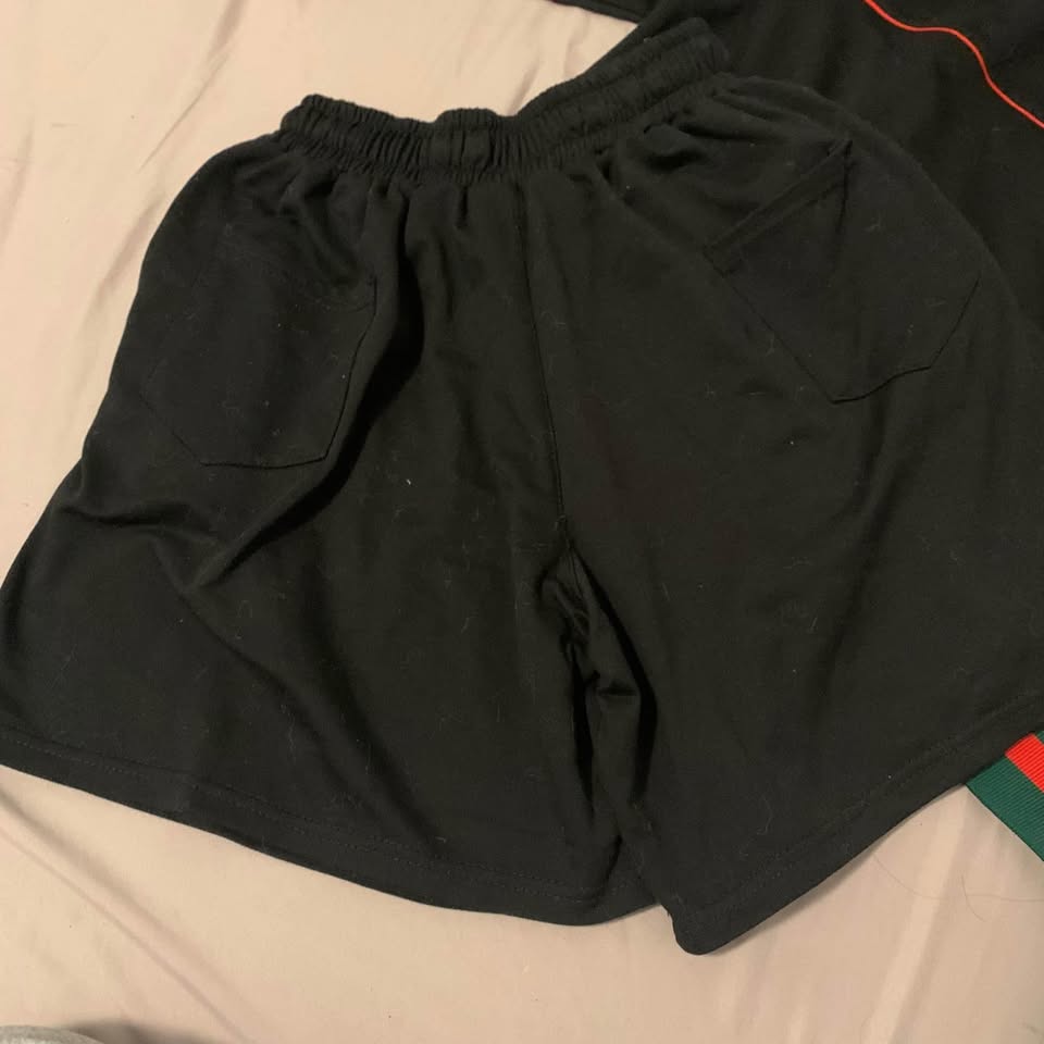Adidas Black and Red Long Sleeve Shirt and Shorts Pants Set - photo 5