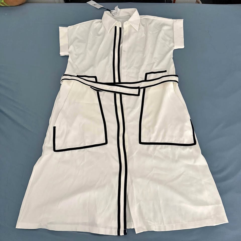 CK Performance White Midi Dress w Belt
