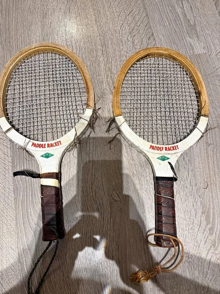 Paddle rackets set of 2 vintage thumbnail