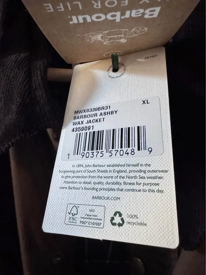 Barbour *NEW* Ashby Waxed Jacket sz XL image indicator(7)