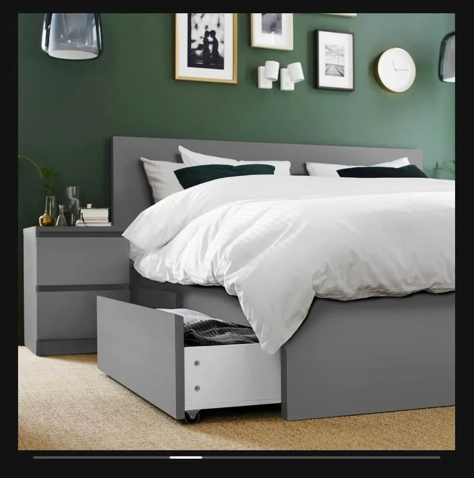 IKEA MALM King Bed Frame w/ 2 Storage Boxes image indicator(3)