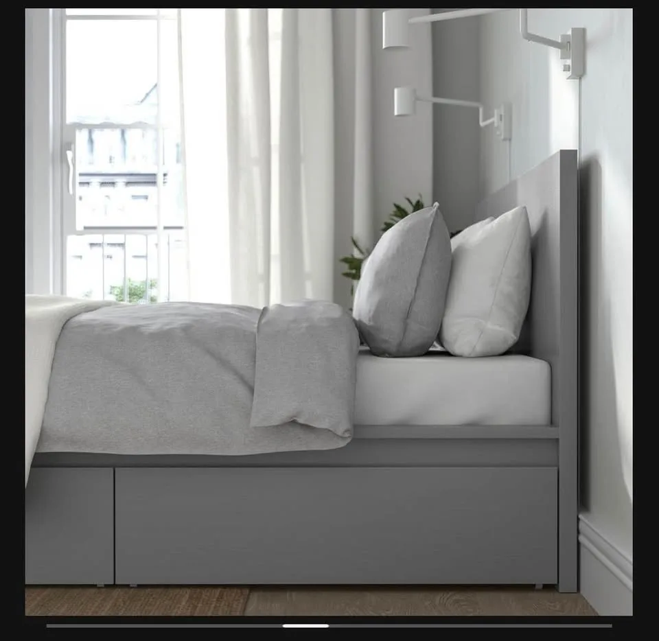 IKEA MALM King Bed Frame w/ 2 Storage Boxes image indicator(10)