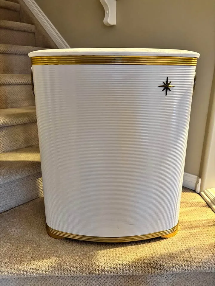 Vintage Metal Laundry Hamper Padded Lid