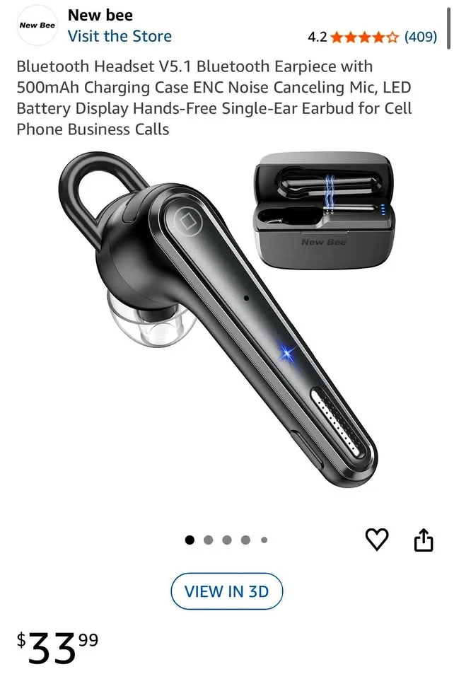NEW BEE Bluetooth Headset with Charging Case