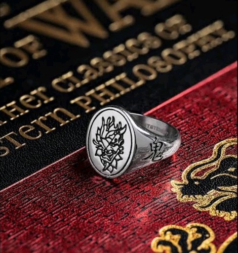 Size 11 Silver Peony/Oni Ring by Statement Collective - photo 4
