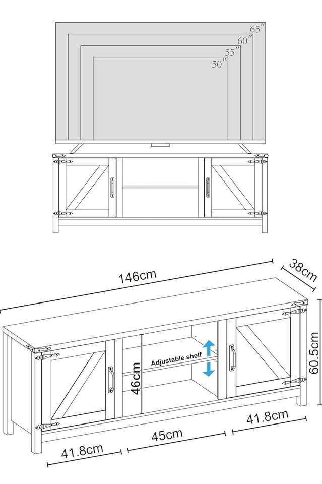 65” Black Wooden TV Stand with Storage - photo 3