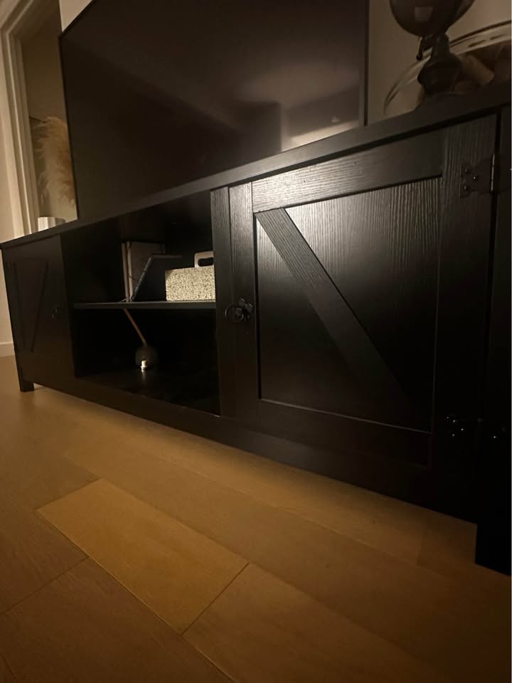 65” Black Wooden TV Stand with Storage - photo 4