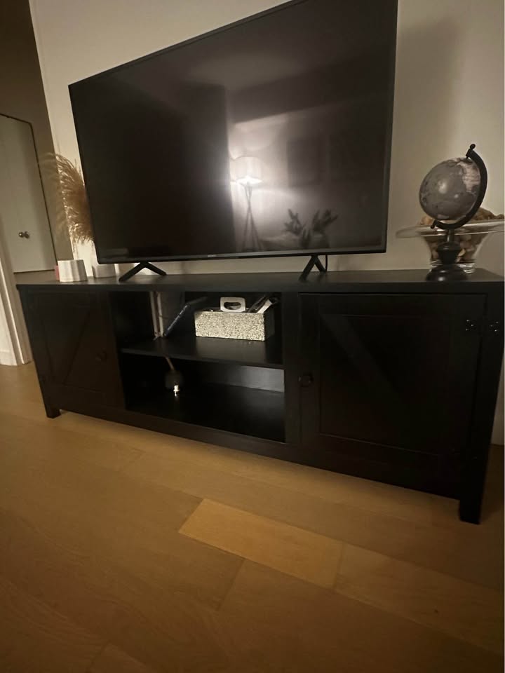 65” Black Wooden TV Stand with Storage - photo 5