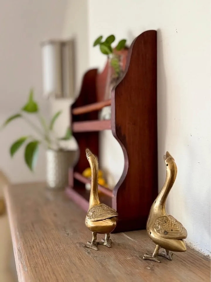 Vintage Wooden Spice Rack Shelf | Rustic Farmhouse Kitchen image indicator(4)