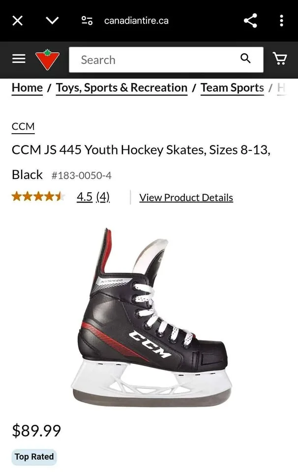 CCM Youth Hockey Skates, Size 11 thumbnail