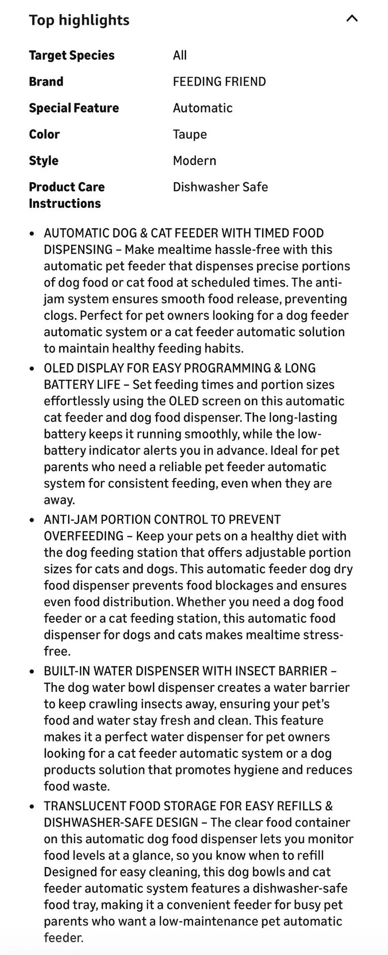 Dog & Cat Food Feeder with Water Dispenser image indicator(8)
