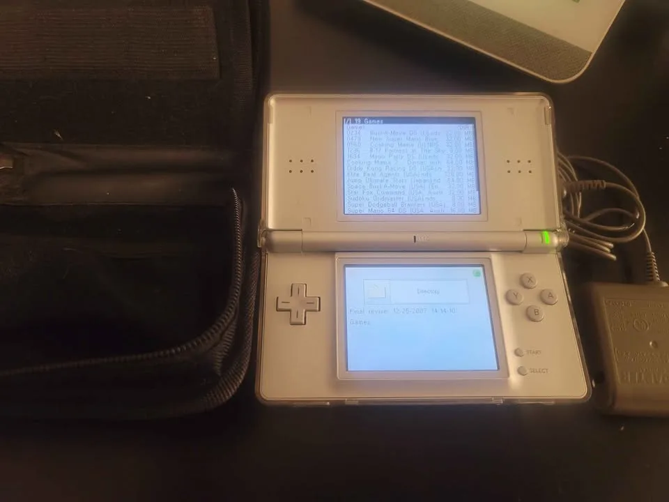 Nintendo DS lite with r4 flash card image indicator(2)