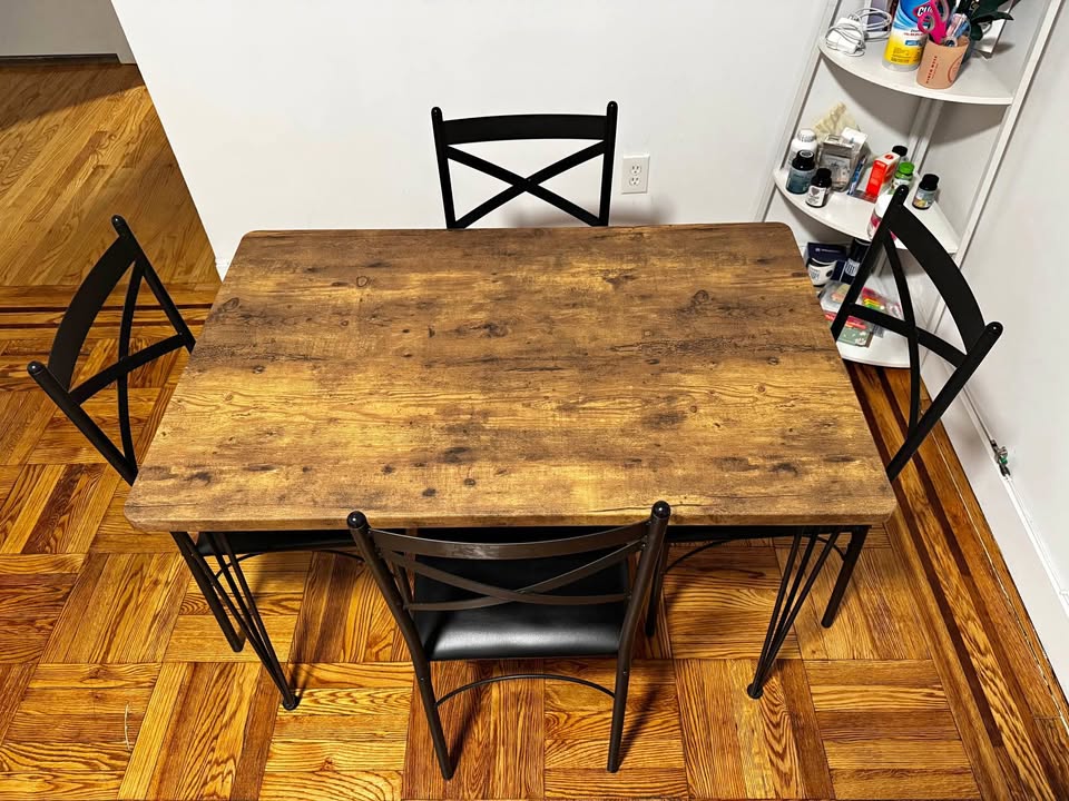 Dark Oak Dining Table with 4 Chairs
