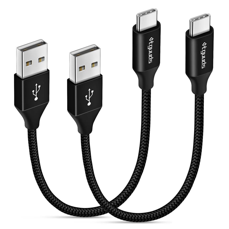 etguuds Black Short USB C Cable 1ft, 2-Pack