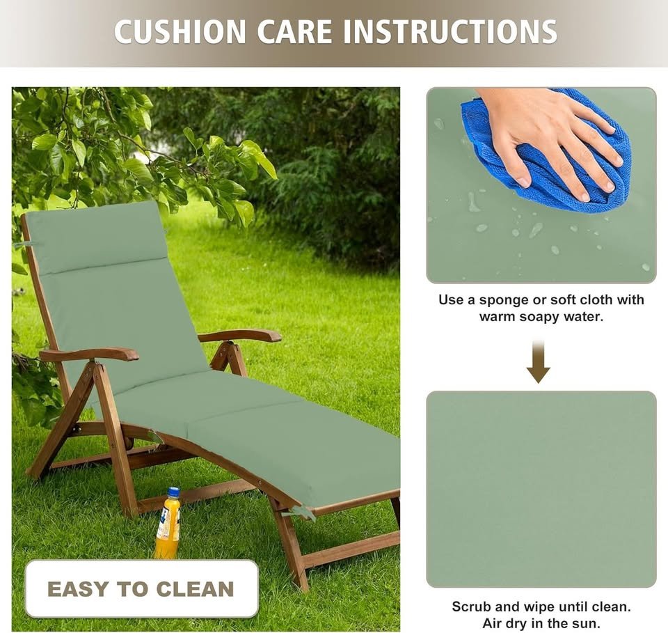 Outdoor Chaise Lounge Cushion Set (2-Pack) – Sage Green - photo 2