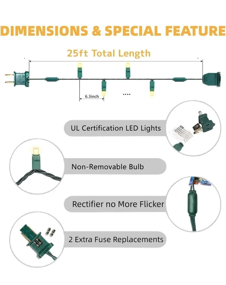 Warm White LED Christmas Lights image indicator(3)