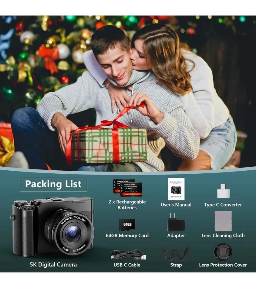 5K Digital Camera, 64MP, 6X Optical Zoom image indicator(7)