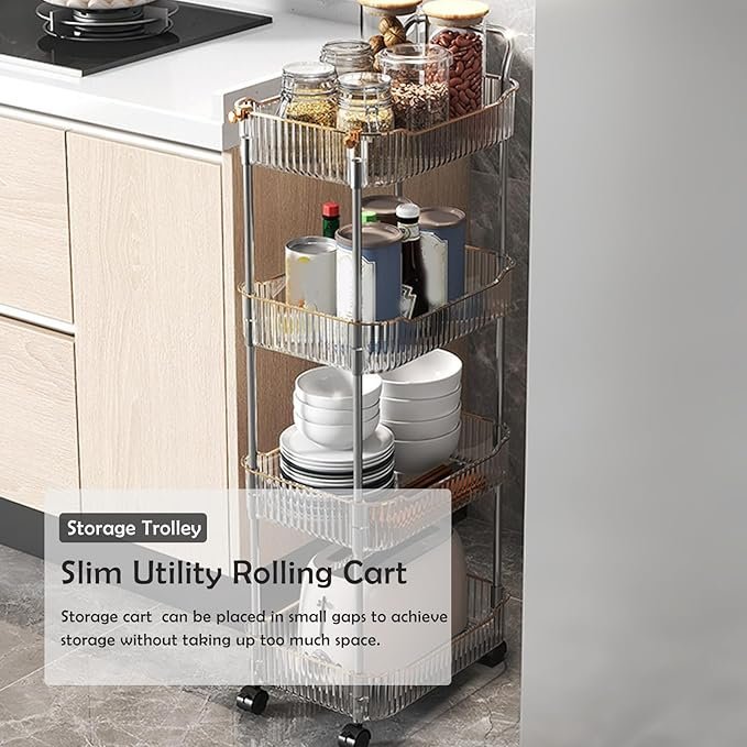 Acrylic 3-Tier Rolling Storage Trolley – Gold (NEW!) - photo 2