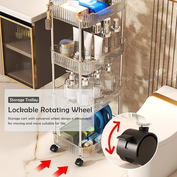 Acrylic 3-Tier Rolling Storage Trolley – Gold (NEW!) - photo 4
