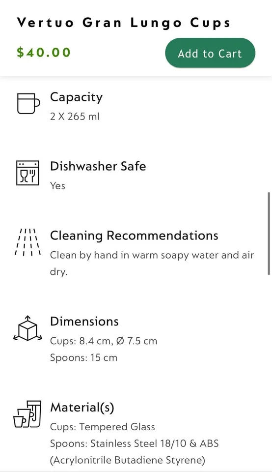 Nespresso Vertou Gran Lungo Set with Spoons - $30/set image indicator(2)