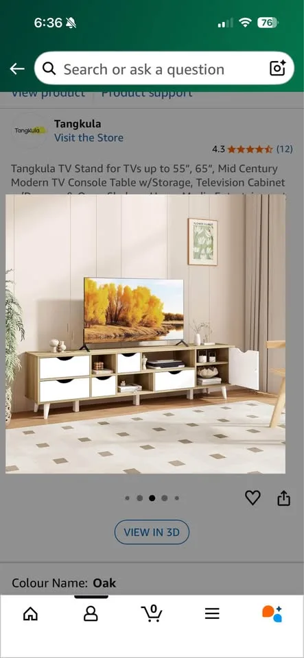 Tangkula Mid-Century Modern TV Stand – 59” (Oak) image indicator(5)