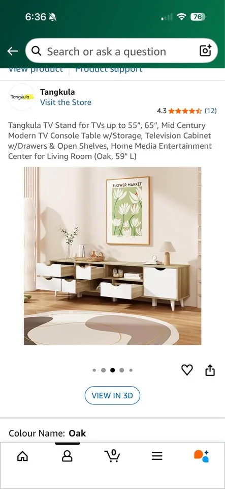 Tangkula Mid-Century Modern TV Stand – 59” (Oak) image indicator(9)