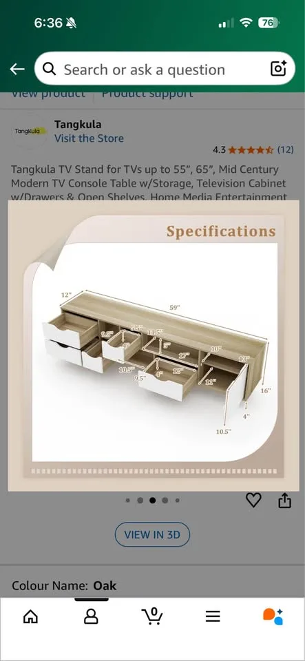 Tangkula Mid-Century Modern TV Stand – 59” (Oak) image indicator(10)