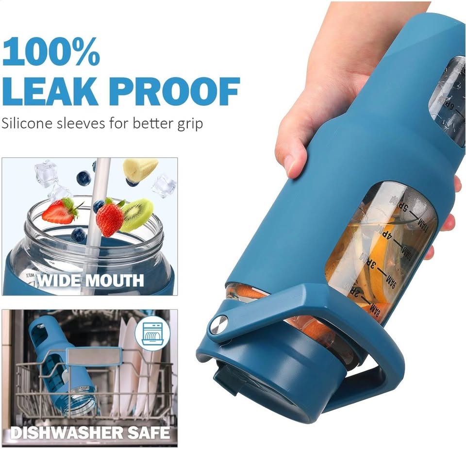 NEW Glass Tumbler with Straw Lid, LARGE Water Bottle - photo 4