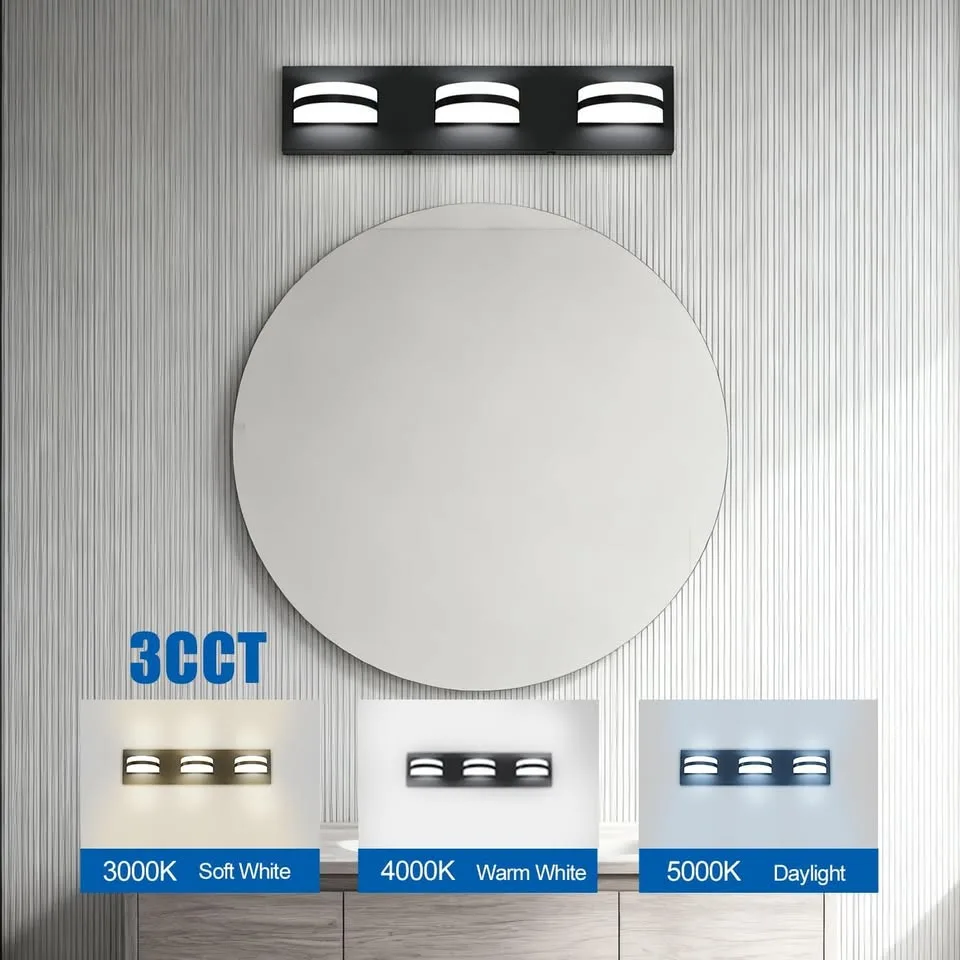 19-inch 3-Light LED Vanity Light, Dimmable, Black image indicator(3)