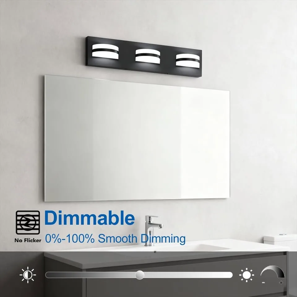 19-inch 3-Light LED Vanity Light, Dimmable, Black image indicator(4)