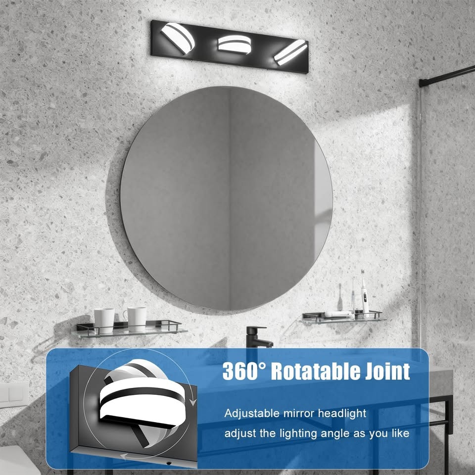 19-inch 3-Light LED Vanity Light, Dimmable, Black - photo 5